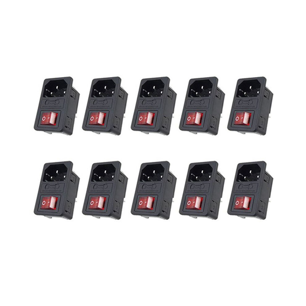 10X Inlet Male Power Socket With Fuse 10A 250V 3 Pin Iec320 C14 6032992715246