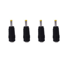 4X Yellow Tip 4.0X1.7 mm Male Plug To 5.5X2.1mm Female Jack Power Connector Black