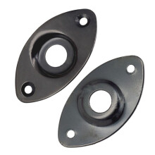 Oval Guitarra Dentada Jack Plate30 BK Oval Placa de Guitarra Y ZÓCalo de Guitarra Dentada Negro de Alta Calidad, 3 Paquete