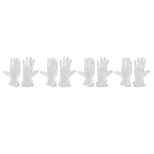 4 Pair Protective Anti-Slip White Cotton Work Driving Gloves