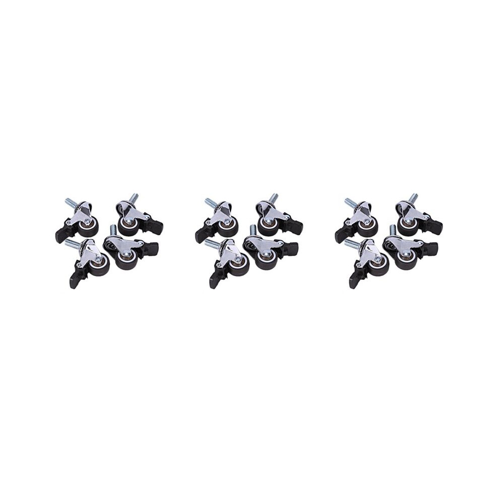 12Pcs Small Casters 1 Inch M8x15mm Tpe Silent Wheels With Brake Universal Casters Wheel 4713929455580