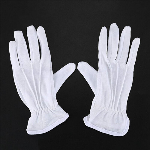 4 Pair Protective Anti-Slip White Cotton Work Driving Gloves 1