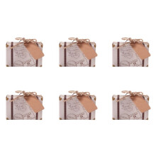 300Pcs Suitcase Favor Box Party Favor Candy Box, Vintage Paper with Tags And Rope