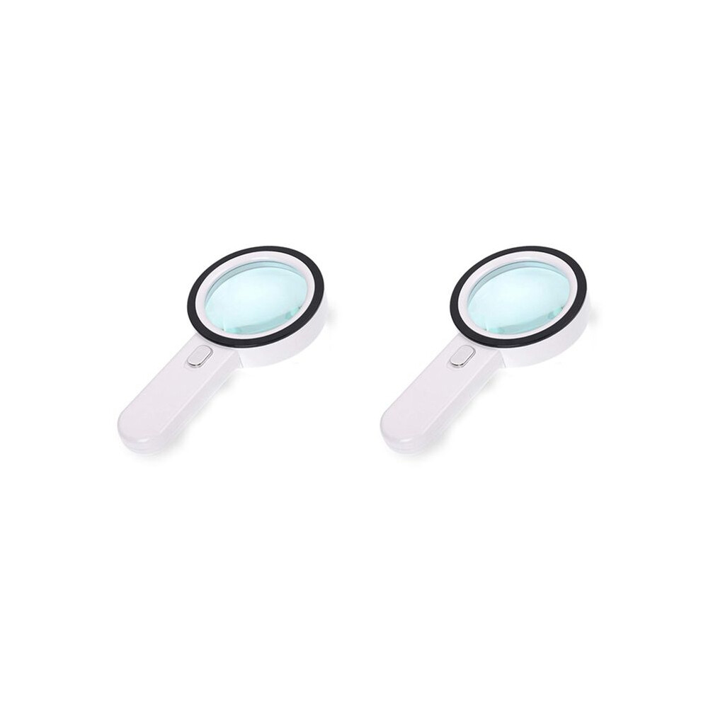 2pcs Magnifying Glass 20X, Large Magnifier with Light, LED Illuminated Handheld, Premium High Power Magnifying Glass