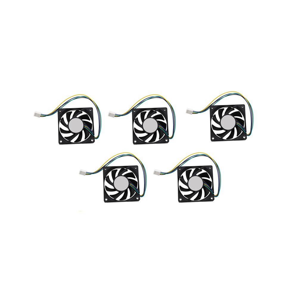5Pcs 70X70x15mm 12V 4 Pins Pwm Pc Computer Case Cpu Cooler Cooling Fan Black 6032447389367
