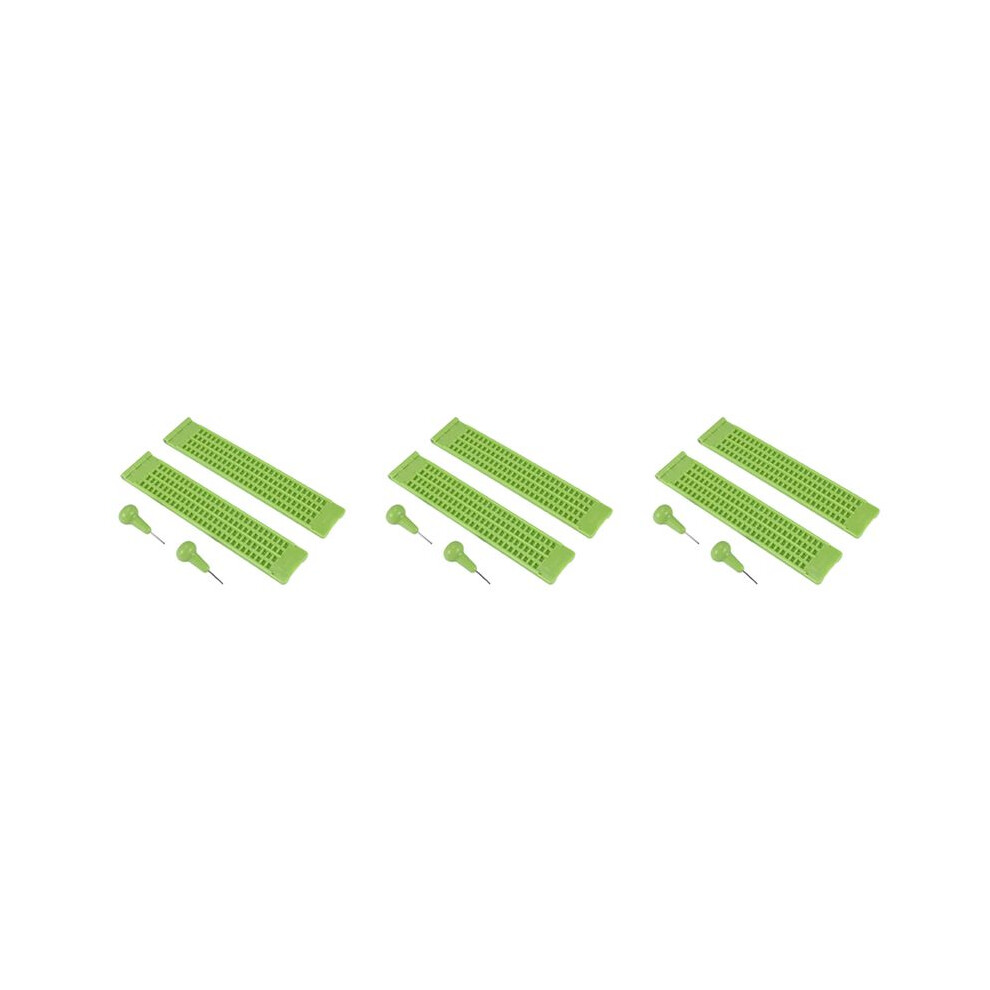 Green 6X 4 Lines 28 Cells Braille Slate Braille Writing Slate Plastic Braille Slate Kit, (2)