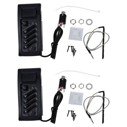 2X Guitar Preamp Amplifier Equalizer EQ 4-Band EQ Preamp Acoustic Piezo 7545R