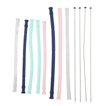 Non Toxic Silicone Straws Eco Friendly Reusable Drinking Straws With Folding Case And Cleaning Brush Comfortable Design Foldable For Portability Safe