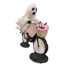 Figur mit Halloween-Thema, Geisterhaftigkeit mit Kürbisfahren, Fahrrädern, Harzstatue, dekorative Skulptur, Partydekoration, Ornament