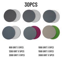 30 Stück Wasser-/Trockenschleifpapier 3 Zoll 75 mm Haken-&-Schlaufe-Schleifscheibe 800 1000 1200 1500 2000 3000 Schleifpapier Schleifpapier