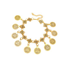 Bracelet de cheville ethnique rétro avec-couleur vieil or