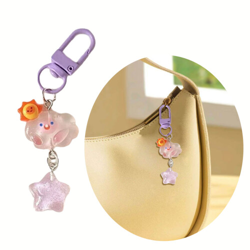 5pcs Cartoon Cloud Star Keychain Accessory Set For Children And 1
