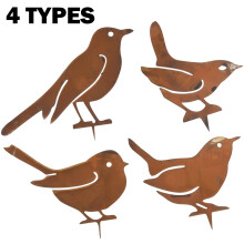 4 Teile rostige Metallvögel Gartenpfähl-Silhouetten Dekorative Ornamentfiguren Wohndekoration Kunst DIY-Dekoration Zimmerdekoration