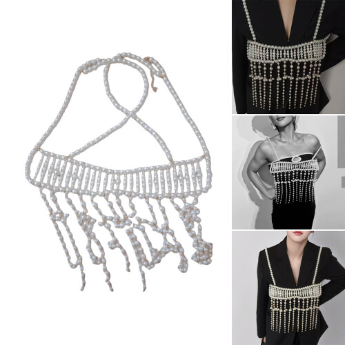 Chaîne de poitrine en perles multicouches, bijoux à breloques 1