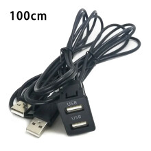 100 cm Dual-USB-Erweiterungsadapter Kabel Auto-Armaturenbrett Einbaumontage AUX USB-Port-Panel für Motorrad-Marine-Motorverlängerungskabel