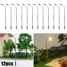12 Stück 1: 75er Maßstab Miniaturstraßenlaterne Modell 3V 20mA warmweiße LED-Straßenlaternenbeleuchtung Einzelkopfzug-Layout Landschaft