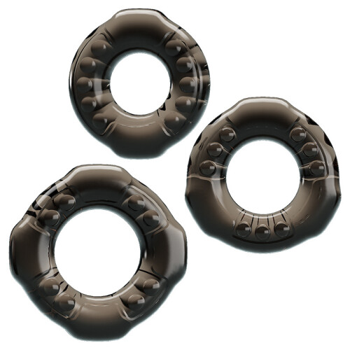 Men'S Rubber Cock Ring Three Ring Set Soft Rubber Material 2