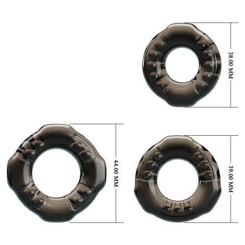 Men'S Rubber Cock Ring Three Ring Set Soft Rubber Material 1