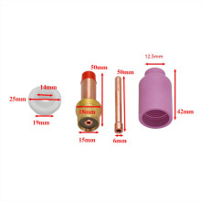 10PCS Für Tig-Gasobjektiv-Zubehörset für WP17 18 26 Für Tig-Brenner enthält Gaslinsen-Collets, Düsen, Isolator,