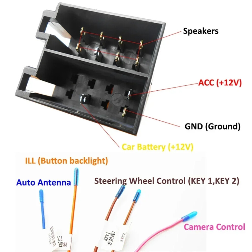 16X Iso Cable Adapter Male Plug To Female Connector Wiring Harness For 2 Din Radio Car Android Head Unit Universal 6935161440461