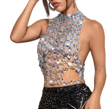 Gemstones Backless Designs With Metal Chain For Elegant And-M