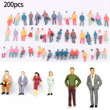 200 pezzi Figure dipinte Modellismo Treno Scala 1:87 Figure sedute in piedi Persone in piedi Artigianato in plastica Arredamento per la casa Giocatto