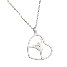 Gymnastics Pendant Necklace Artistic Heart Necklace-steel color