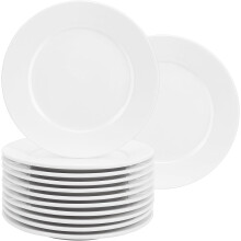 12 Pcs Porcelain Dinner Plates Set, 10 Inch White Ceramic Dessert Plates, Microwave and Dishwasher Safe