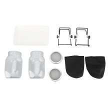 Organic Sprouting Kit With Stainless Steel Screen Wide Mouth Jar Shading Set Scientific Design Drip Tray Food Safety Sprouting Jar Kit For Home Use