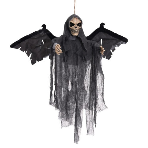 Διακόσμηση για το Halloween με σκελετό και φωτιζόμενα γυαλιά, διακόσμηση Grim Reaper για
