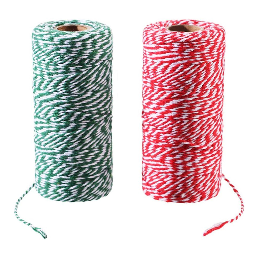 Crafting Companion, Natural Cotton String For Endless Possibilities, Red And Green 2 Rolls Of 100M X 2Mm Cord, Perfect For Christmas Gifts, Wrapping, 9128293616843