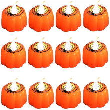 Žiarivé halloweenske tekvicové svetlá, bezdymové, bezohňové sviečky na batérie s opakovane použiteľnými tekvicovými sviečkami, 3D