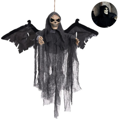 Διακόσμηση για το Halloween με σκελετό και φωτιζόμενα γυαλιά, διακόσμηση Grim Reaper για 1