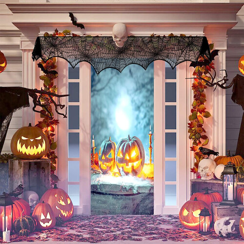 Τραπεζομάντιλο Halloween, Λεπτές άκρες με τρομακτική δαντέλα αράχνης για διακόσμηση 2