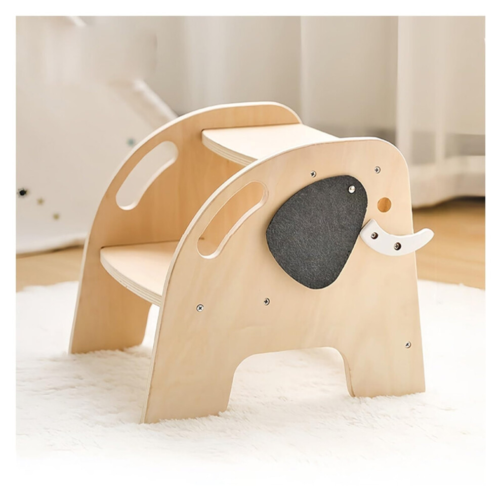 Wooden 2Step Stool Potty Training Stool NonSlip With Handles 29.8x29x30cm Natural Finish Bathroom Or Kitchen