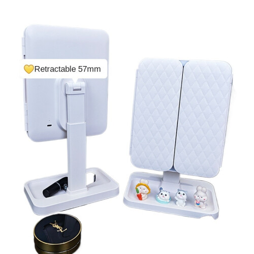 (Three-Color Light Adjustable-Support Rod Adjustable Height (57mm) Rechargeable) Led Make-up Mirror Desktop Desktop with Light