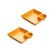 Ceramic Dinner Plates 7.2 Inch Square Japanese Sushi Plates with Divided Sections BPA Set of 8
