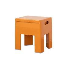 End Table Plastic With Storage, Nightstand And Ottoman Foot Stool, 36x30x40 cm Orange, Modern Living Room Furniture