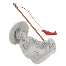 Figurka Rybaka Z Piaskowca Oliwkowa Miniatura Dekoracja Akwarium