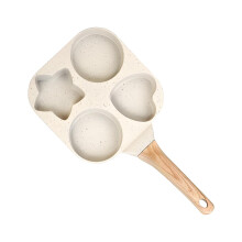 Non Stick 4 Cup Egg Frying Pan with Star and Heart Molds for Breakfast, Omelette and Pancakes