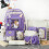 5pcs Cute Purple School Backpack Set - Includes Bags & Pencil Case 3