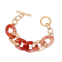 Trendy Resin Bangle Bracelet Candy Color Chain Wristband-Claret