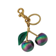 Kirschen-Anhänger mit Regenbogeneffekt, stilvoller-Goldgrün