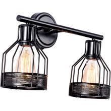 2-lichts industriële chique badkamerlamp, decoratieve wandlamp in boerderijstijl met metalen vogelkooi voor binnen.