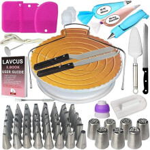 Artisan Cake Decorating Kit, 11" Cake Turntable, Pastry Piping Bag & Piping Icing Tips, Food-grade Safe Materials
