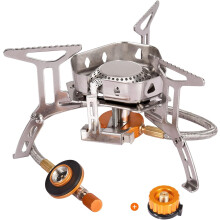 Réchaud de camping prêt pour l'aventure, compagnon de cuisine pliable et coupe-vent, équipement portable avec allumage piézo, haute efficacité