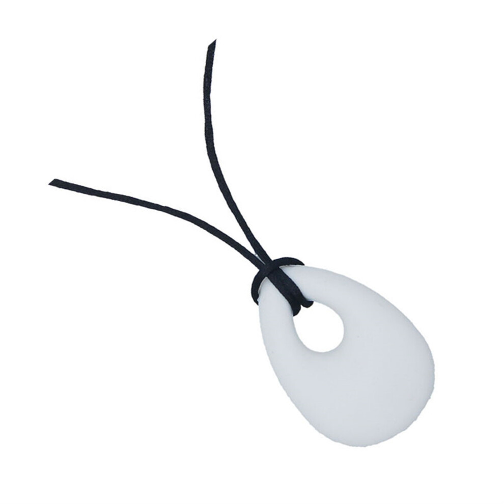 Safe Exquisite Baby Chew Necklace Soft Silicone Teardrop Pendant, White