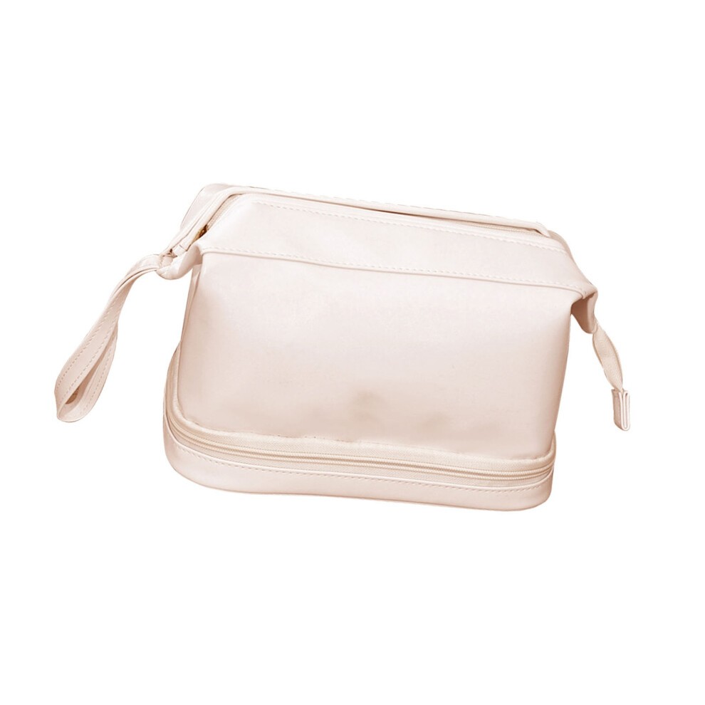 Womenâs Travel Makeup Bag Double Layer Large Capacity PU Leather Organizer