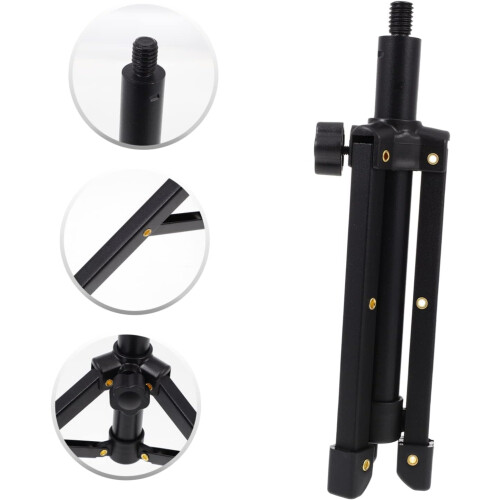 Desktop Microphone Stand Tripod Alloy Foldable Portable Mic Holder for Desk Table Black Adjustable Height 1