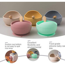 Conjunto de alimentação infantil em gel de sílica de alta qualidade, tigelas com ventosa livres de BPA, conjunto de duas peças fácil de usar e
